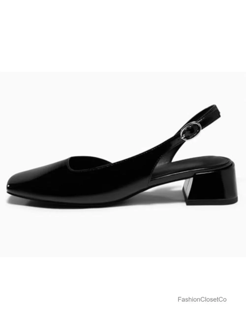 Women's Chunky Low Heel Slingback Pumps Square Toe D'Orsay Work Office Dress